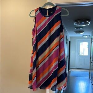 Multicolor Striped Sleeveless Shift Dress